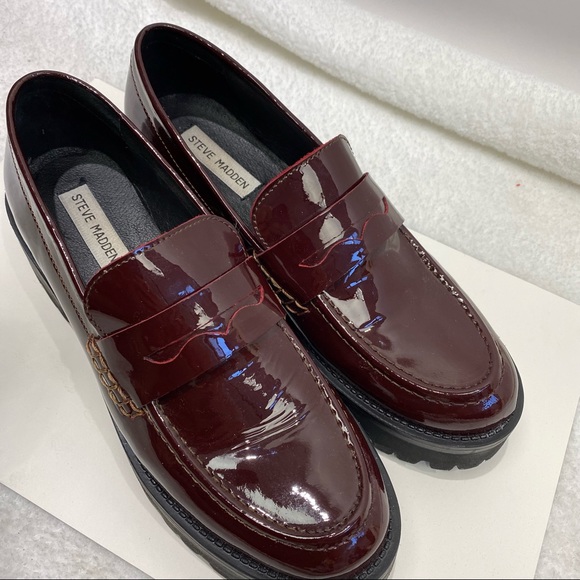 Steve Madden crew penny loafers burgundy NWOT - Picture 3 of 8